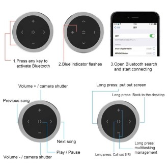 Car Wireless Bluetooth Controller Mobile Phone Multimedia Multi-functional Steering Wheel Remote Controller(Silver)