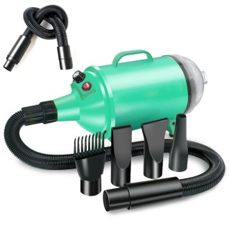 2100W Dog Dryer Stepless Speed Pet Hair Blaster With Vacuum Cleaner 110V US Plug(Pure Green)