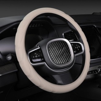 Silicone Non-slip Wear-resistant Steering Wheel Cover, Size: 37-42cm(Beige)