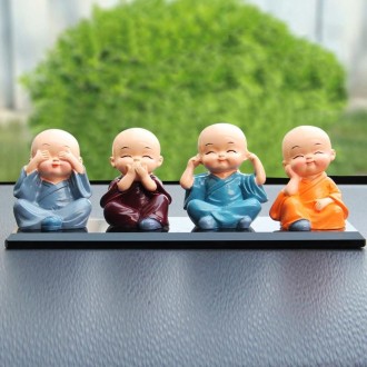 In Car Cute Four Little Monks Ornaments Car Interior Decorations Specification： Crystal Base Not Swing