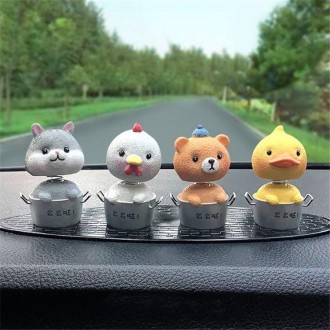 4 In 1 Cute Animal Group Cactus Small Potted Spring Car Decoration, Size:S, Color:Animals Park