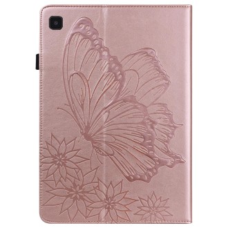 For Samsung Galaxy Tab S5e T720/T725 Big Butterfly Embossed Leather Tablet Case(Rose Gold)