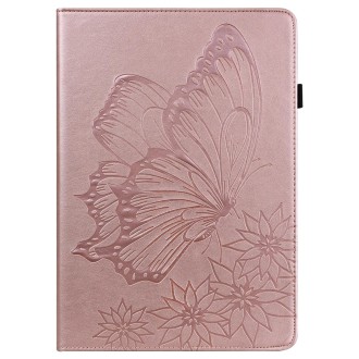 For Samsung Galaxy Tab S5e T720/T725 Big Butterfly Embossed Leather Tablet Case(Rose Gold)