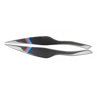 1 Pair Three Color Carbon Fiber Car Lamp Eyebrow Decorative Sticker for BMW E90 / 318i / 320i / 325i 2005-2008, Drop Glue Versio