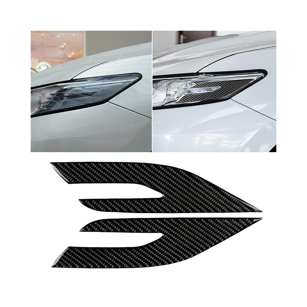 2 PCS Car Carbon Fiber Headlight Decorative Sticker for Toyota Eighth Generation Camry 2018-2019