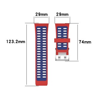 For Polar V800 GPS Smart Watch Two-color Steel Buckle Watch Band(Red+Blue)