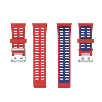 For Polar V800 GPS Smart Watch Two-color Steel Buckle Watch Band(Red+Blue)