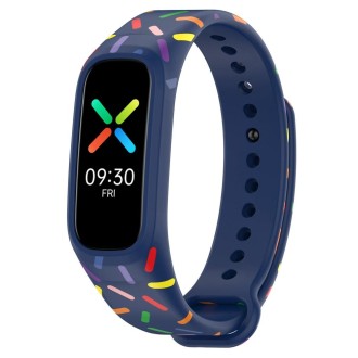 For OPPO Band Sports Rainbow Dots Silicone Watch Band(Midnight Blue)