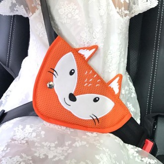 Car Child Seat Belt Adjusting and Fixing Device Buttons Seat Belt Anti-strangulation Shoulder Cover, Style:Mesh Fabric Fox