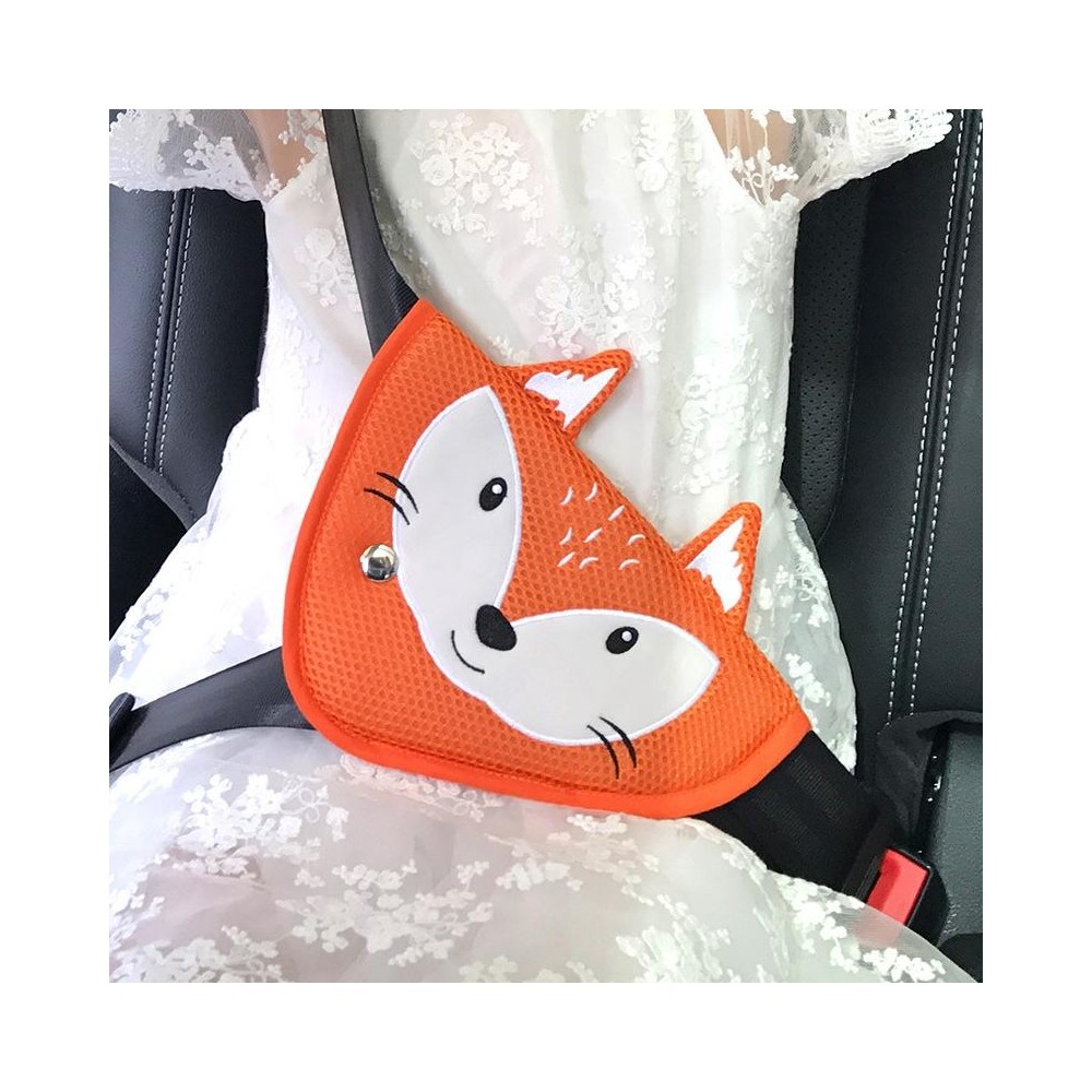 Car Child Seat Belt Adjusting and Fixing Device Buttons Seat Belt Anti-strangulation Shoulder Cover, Style:Mesh Fabric Fox