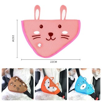 Car Child Seat Belt Adjusting and Fixing Device Buttons Seat Belt Anti-strangulation Shoulder Cover, Style:Mesh Fabric Fox