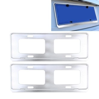 2 PCS Car License Plate Frames Stainless Steel License Plate Frame(White)