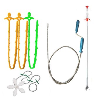 Kitchen Pipe Dredge Hook Sewer Toilet Anti-Blocking Sink Dredge Kit, Style: 6 PCS/Set-1.5M