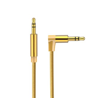 AV01 3.5mm Male to Male Elbow Audio Cable, Length: 1.5m(Gold)