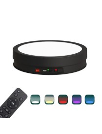 22cm Colorful LED Light Electric Rotating Display Stand Turntable, Style:Battey Charging(Black)