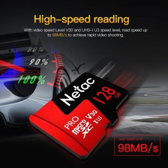 Netac P500 PRO 128GB U3 Speed Level Automobile Data Recorder Monitor Camera Memory Card TF Card