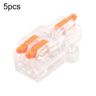 5pcs D1-2T Push Type Mini Wire Connection Splitter Quick Connect Terminal Block(Orange)