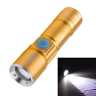 White Light Retractable Flashlight, Cree Q5 LED 3-Mode with Lanyard(Gold)