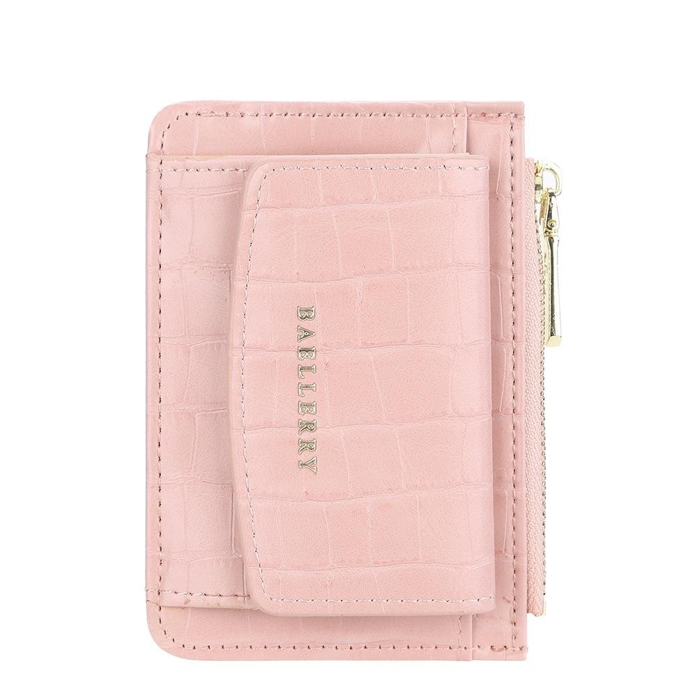 Baellerry Crocodile Pattern Multifunctional Card Holder Small Zipper Coin Purse(Pink)