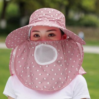 2 PCS Cherry Printing Isolation Cap Sunscreen Face-Covering Outdoor Travel Hat Cap, Colour: Full Cherry (Lotus Pink)