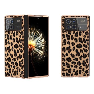 For Xiaomi Mix Fold 3 Nano Plating Leopard Print Phone Case(Brown)