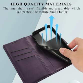 For Xiaomi Redmi Note 13 Pro 5G PU Genuine Leather Texture Embossed Line Phone Case(Purple)