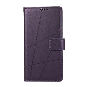 For Xiaomi Redmi Note 13 Pro 5G PU Genuine Leather Texture Embossed Line Phone Case(Purple)