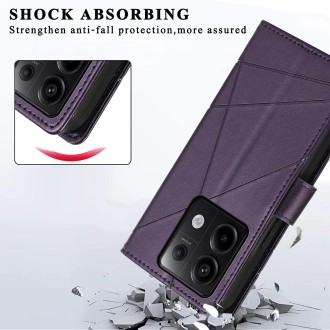 For Xiaomi Redmi Note 13 Pro 5G PU Genuine Leather Texture Embossed Line Phone Case(Purple)