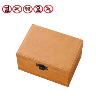 GZZD-0206 Retro Crazy Horse Pattern RFID Car Shield Key Box Mobile Phone Signal Shield, Size: 12.5x10x6.5cm