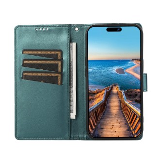 For Xiaomi Redmi Note 13 Pro 5G PU Genuine Leather Texture Embossed Line Phone Case(Green)