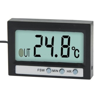 Dual Way (Indoor and Outdoor) LCD Digital Thermometer with Clock Display Function, TM-2 (Black)