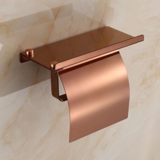 4103 Stainless Steel Roll Paper Holder Mobile Phone Paper Towel Rack Hotel Bathroom Rack, Color: Rose Gold