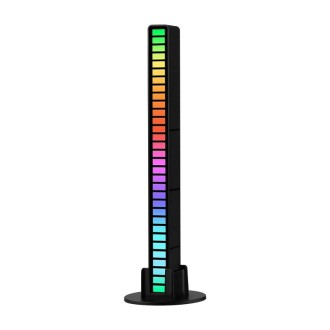 RGB Sound-controlled Rhythmic Response Lights Music Ambient LED Pick-up Lights Charging(32 Lights Black)