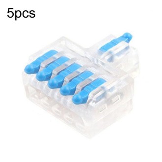 5pcs D1-5T Push Type Mini Wire Connection Splitter Quick Connect Terminal Block(Blue)