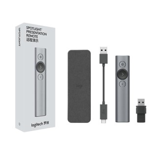 Logitech Spotlight 2.4Ghz USB Wireless Presenter PPT Remote Control Flip Pen (Grey)