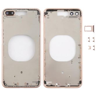 Transparent Back Cover with Camera Lens & SIM Card Tray & Side Keys for iPhone 8 Plus (Gold)