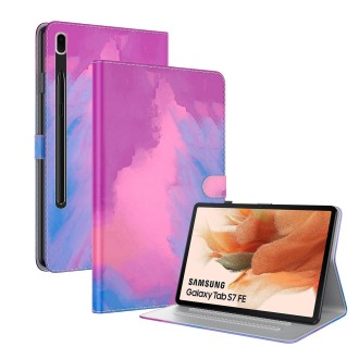 For Samsung Galaxy Tab S7 FE 12.4 inch 2021 T730 / T736 Voltage Watercolor Pattern Skin Feel Magnetic Horizontal Flip PU Leather