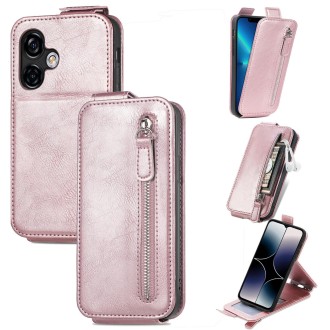 For Ulefone Note 16 Pro Zipper Wallet Vertical Flip Leather Phone Case(Rose Gold)