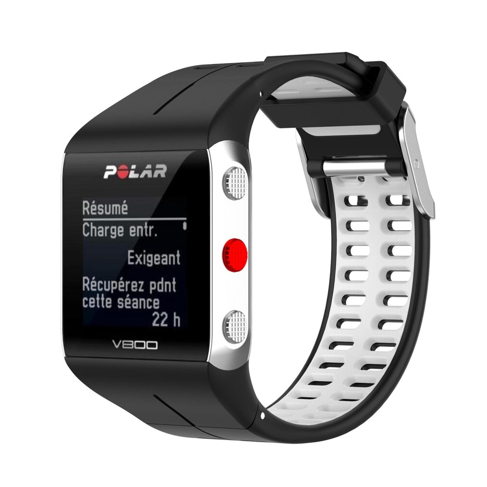 For Polar V800 GPS Smart Watch Two-color Steel Buckle Watch Band(Black+White)