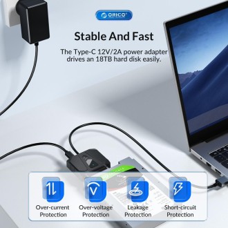 ORICO UTS1 USB 3.0 2.5-inch SATA HDD Adapter with 12V 2A Power Adapter, Cable Length:0.3m(UK Plug)