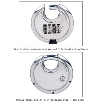 Stainless Steel Password Padlock 304 Waterproof And Rust-Proof Outdoor Courtyard Door Cabinet Lock Round Cake Lock(Silver)