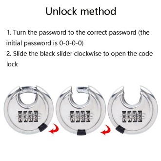 Stainless Steel Password Padlock 304 Waterproof And Rust-Proof Outdoor Courtyard Door Cabinet Lock Round Cake Lock(Silver)