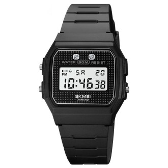 SKMEI 1952 Resin Mirror ABS Case Waterproof Electronic Watch(Black PU belt)