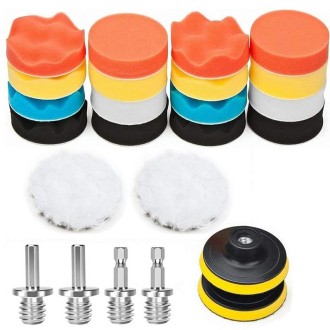 24 In 1 With 4 Screws 3 Inch Polishing Waxing Pad Sponge Buffing Kit