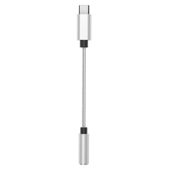 TA11-R1 USB-C / Type-C Male to 3.5mm Audio Female TPE Braid Earphone Adapter (Silver)