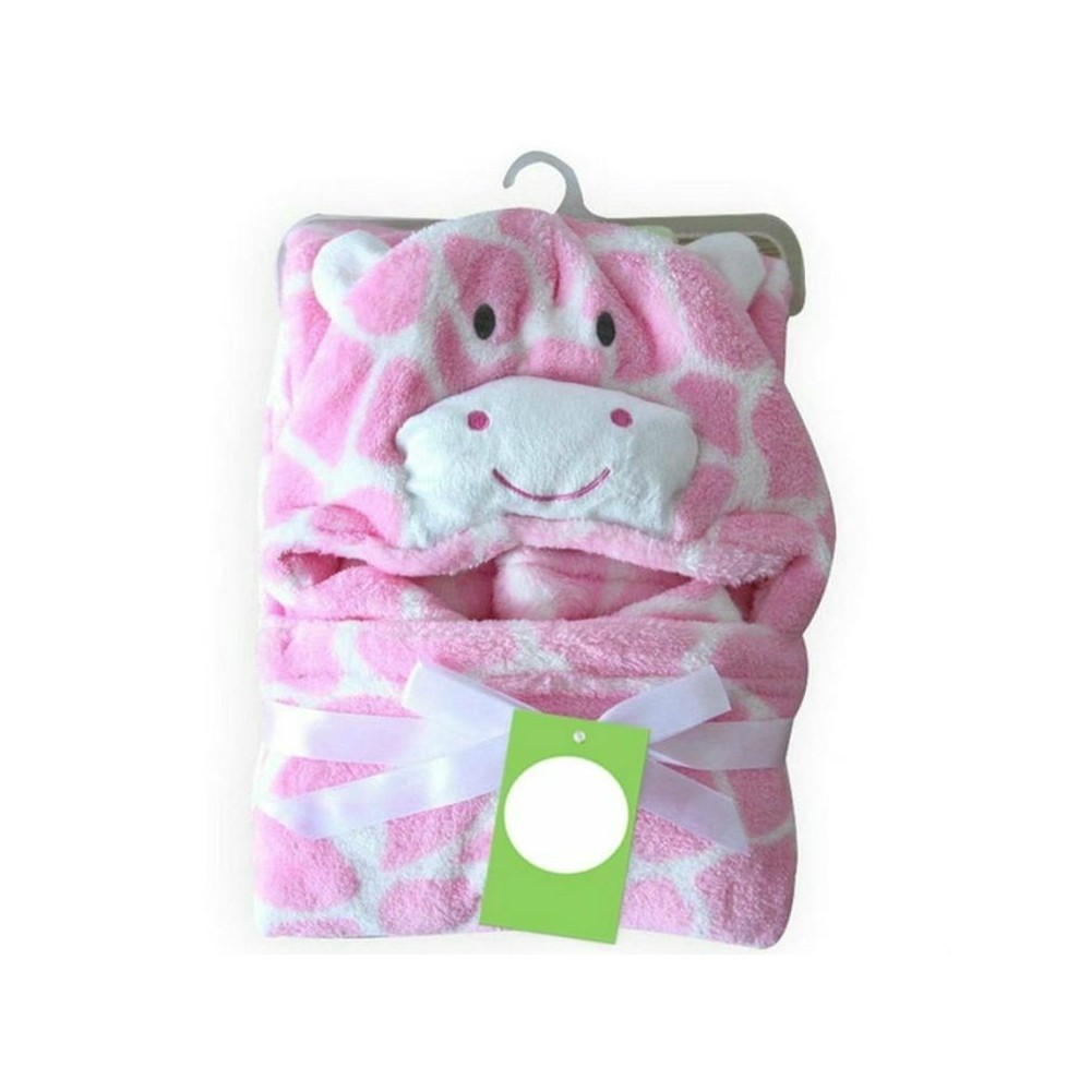 Baby Animal Shape Hooded Cape Bath Towel, Size:100×75cm(Pink Cow)