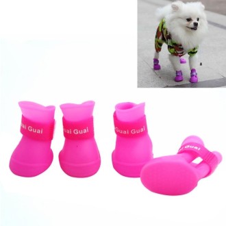 Lovely Pet Dog Shoes Puppy Candy Color Rubber Boots Waterproof Rain Shoes, M, Size:  5.0 x 4.0cm(Pink)