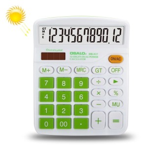 OSALO OS-837VC 12 Digits Colorful Desktop Calculator Solar Energy Dual Power Calculator(Green)