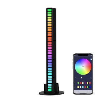 RGB Sound-controlled Rhythmic Response Lights Music Ambient LED Pick-up Lights Charging(16 Light+APP Black)