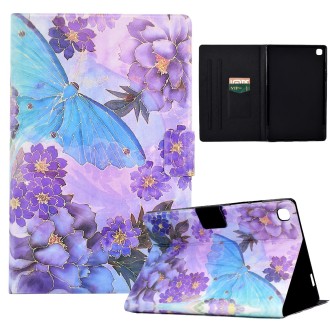 For Samsung Galaxy Tab A 10.1 T510 Coloured Drawing Leather Tablet Case(Peony Butterfly)